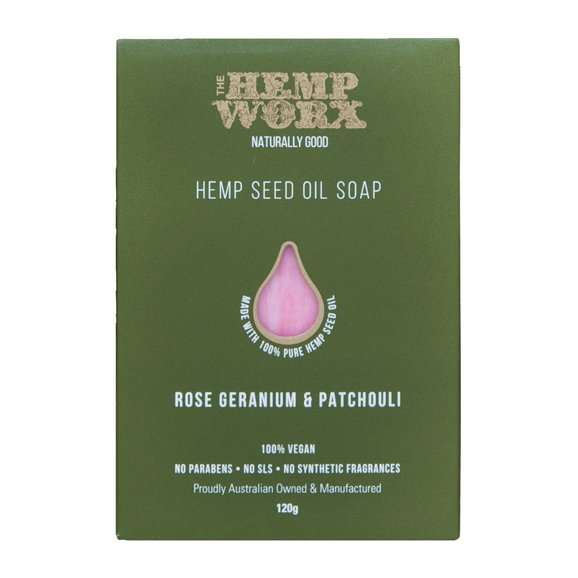 The Hemp Worx Rose, Geranium & Patchouli Soap 120g - Cutprice Online