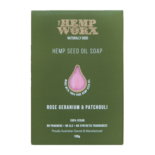 The Hemp Worx Rose, Geranium & Patchouli Soap 120g - Cutprice Online
