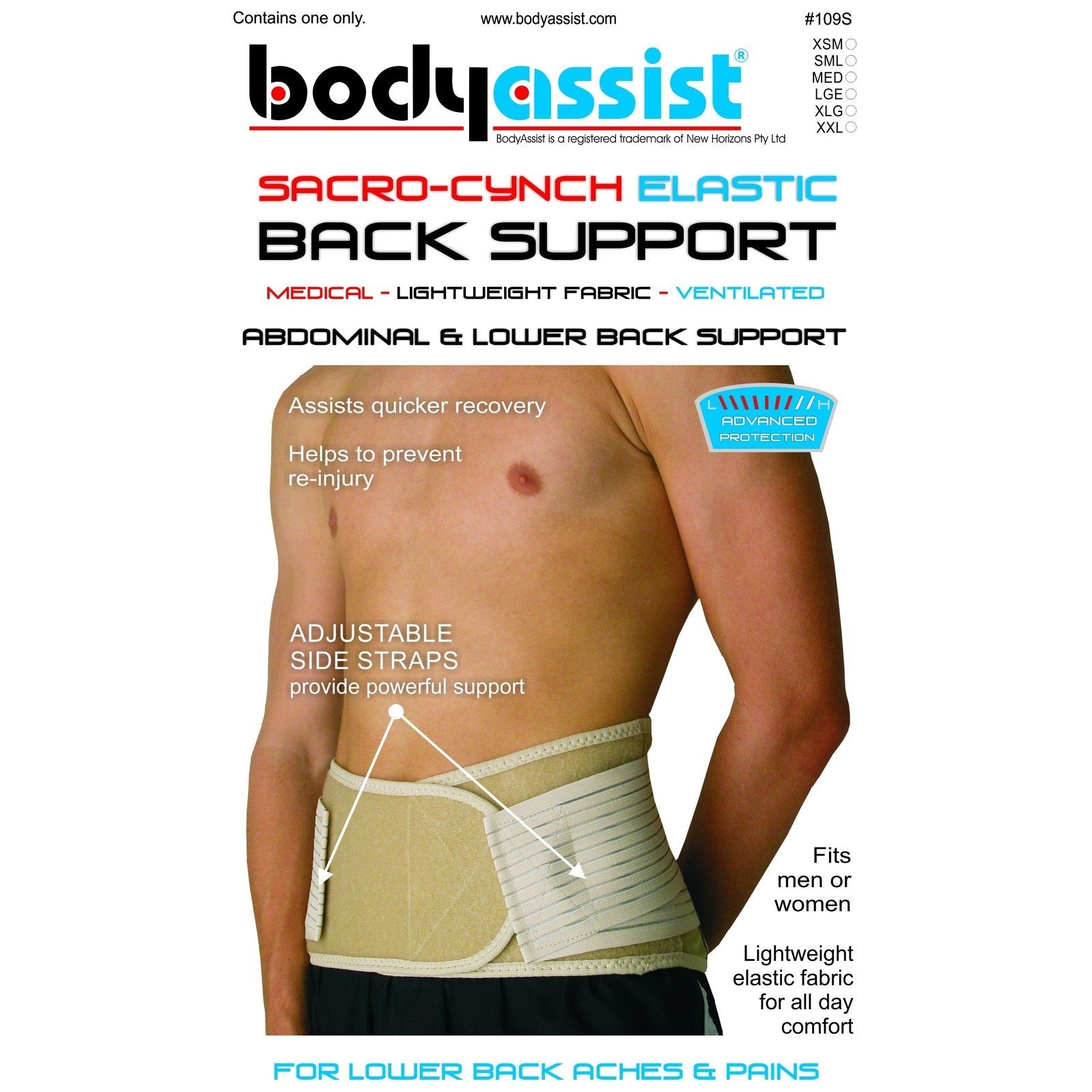 Bodyassist Sacro Cynch Elastic Back Support (No Suspenders) - Cutprice Online
