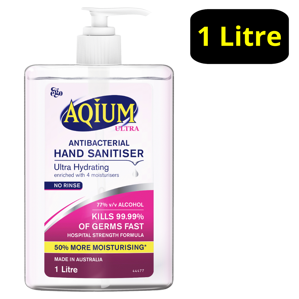 EGO Aqium Ultra Anti-bacterial Hand Sanitiser 1 Litre Pump - Cutprice Online