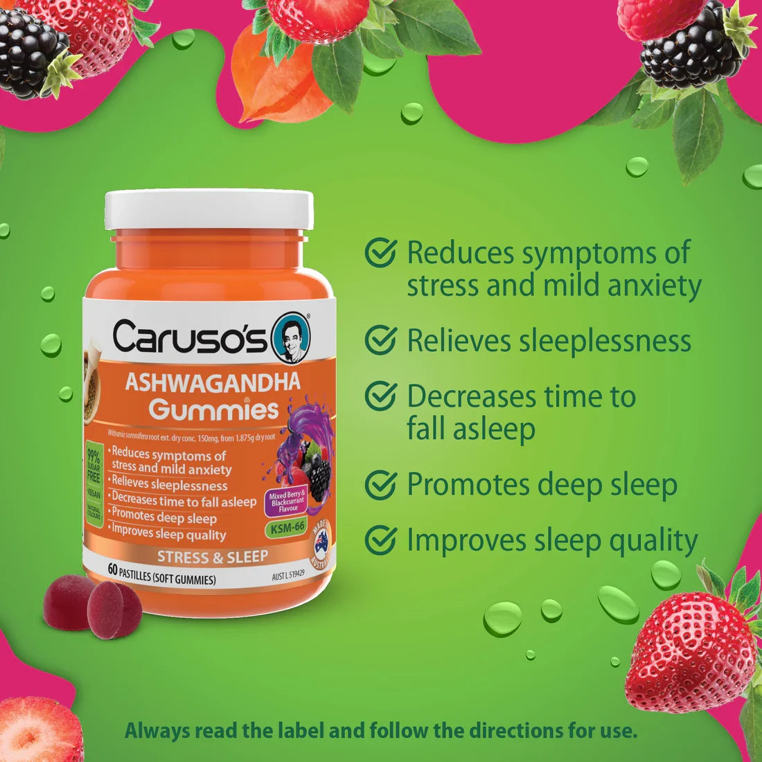 Caruso's ASHWAGANDHA Gummies 60 Pastilles