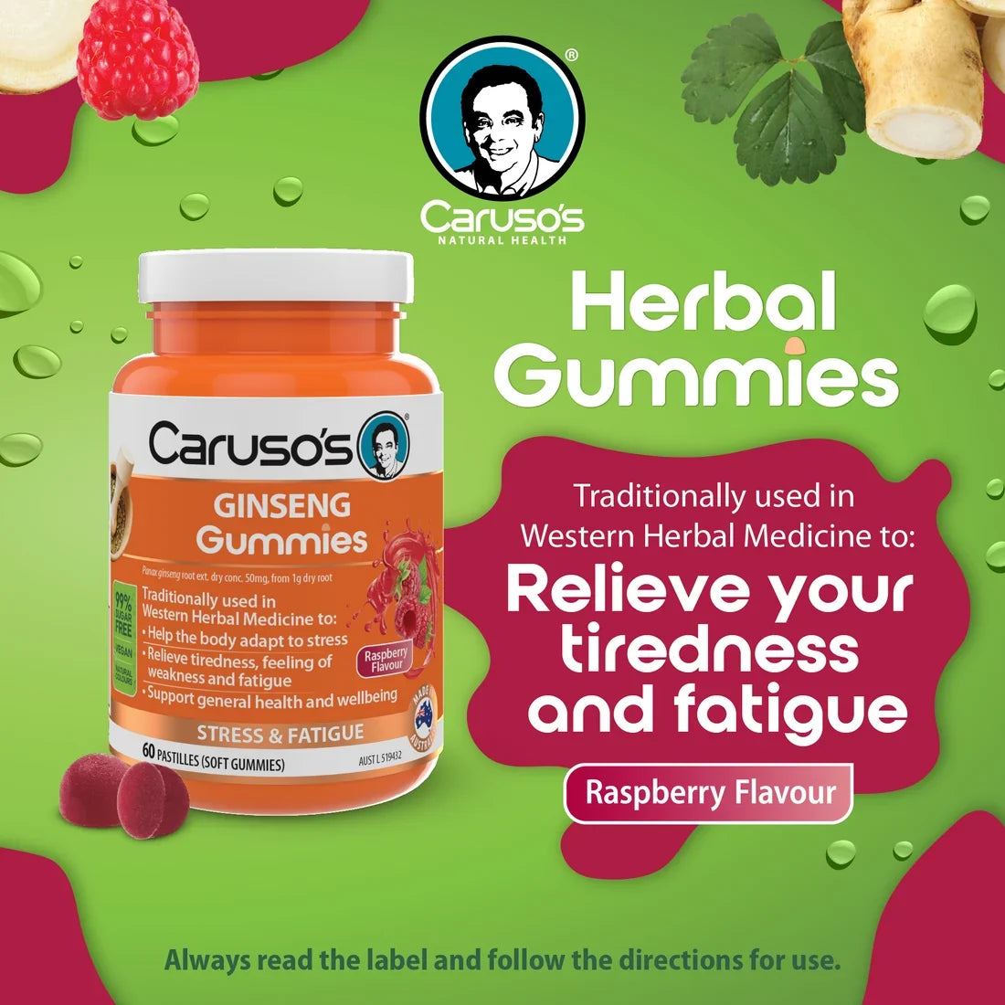 Caruso's GINSENG Gummies 60 Pastilles
