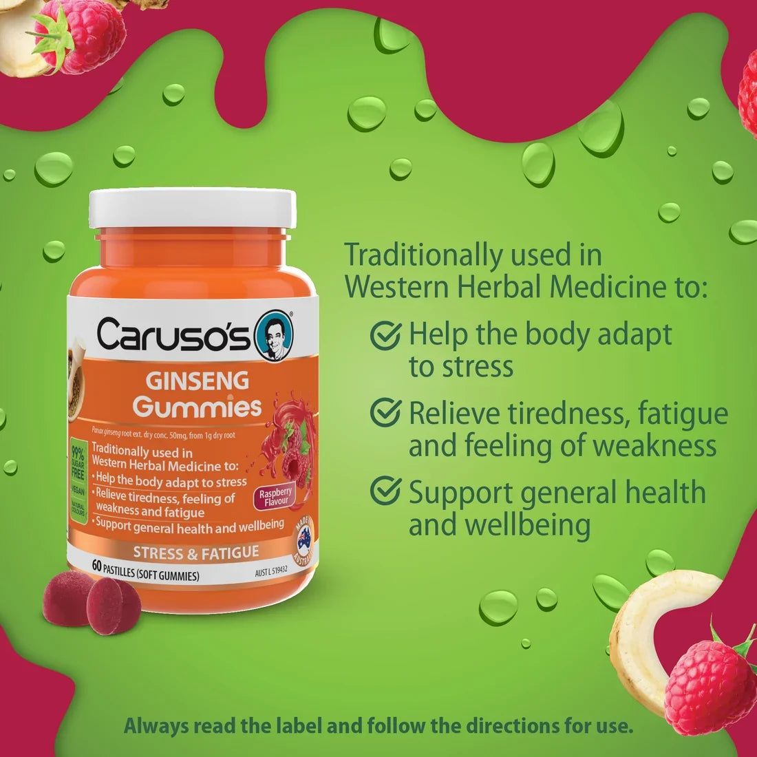 Caruso's GINSENG Gummies 60 Pastilles