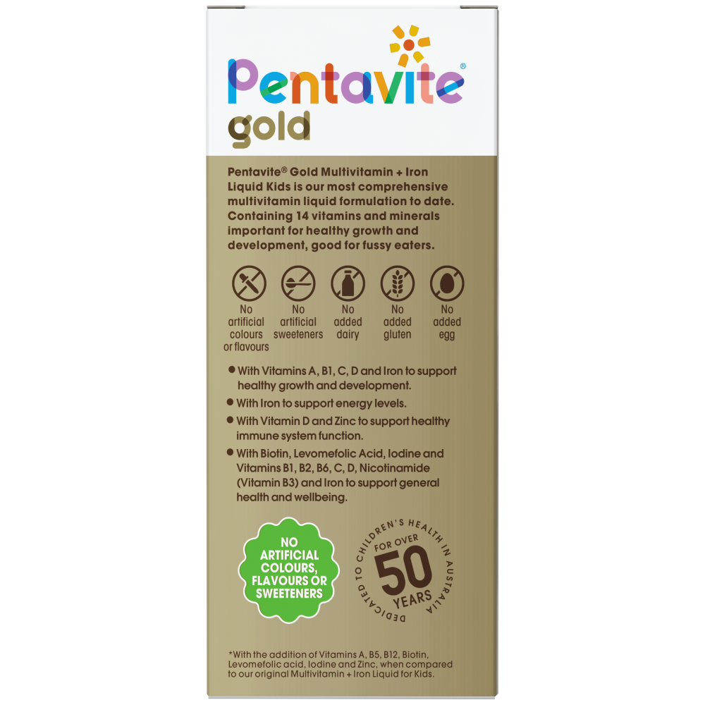 Pentavite Gold Multivitamin + Iron Liquid Watermelon For Kids 200ml - Cutprice Online