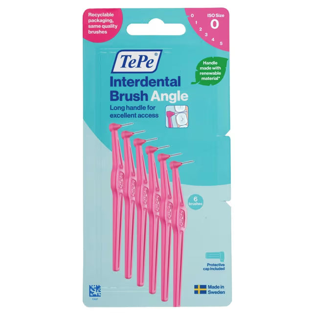 TePe Interdental Brush Angle Pink (Size 0) 0.4mm 6 Pack - Cutprice Online
