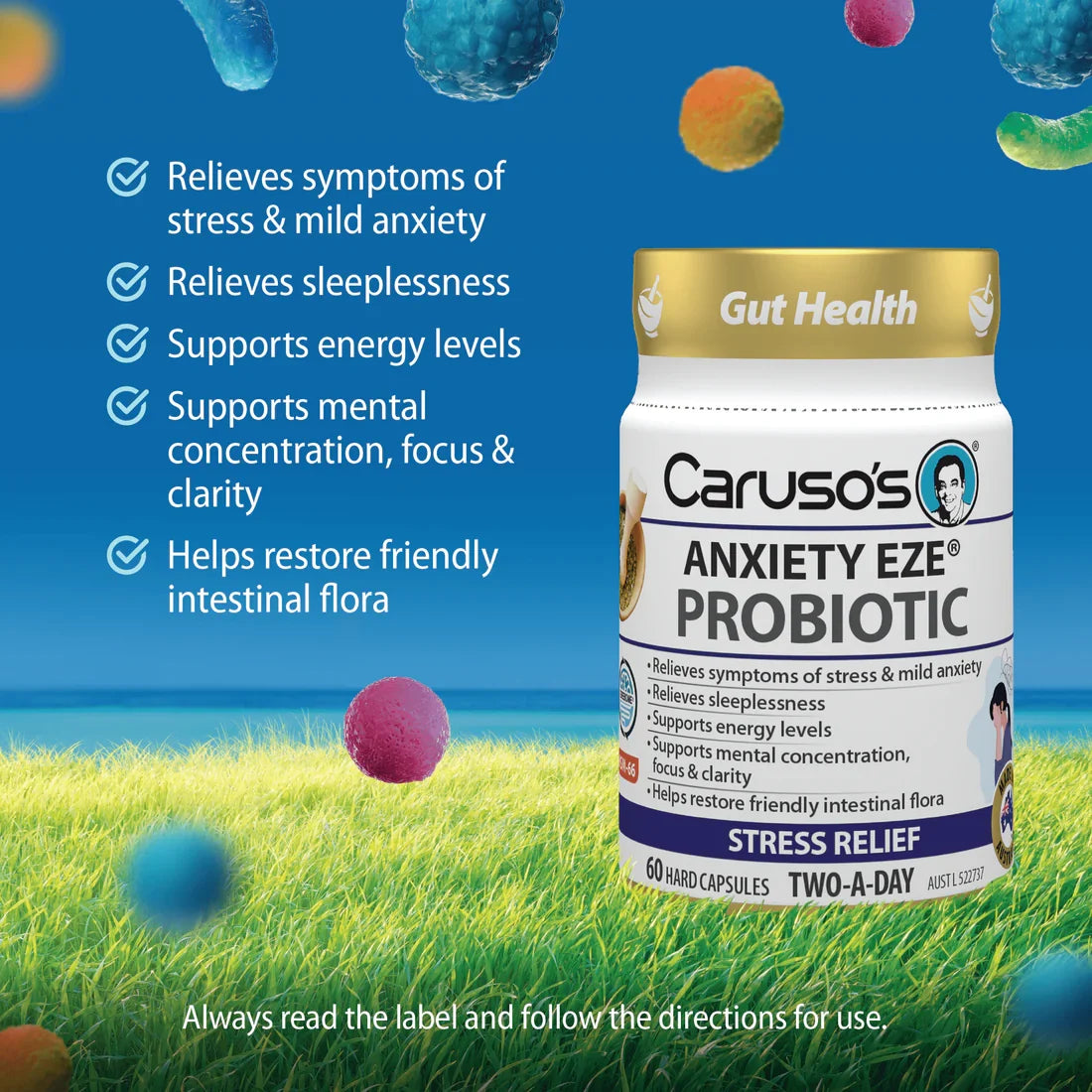 Caruso's Anxiety EZE Probiotic 60 Caps