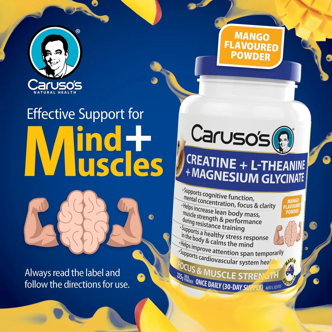 Caruso’s Creatine + L-Theanine + Magnesium Glycinate 225g
