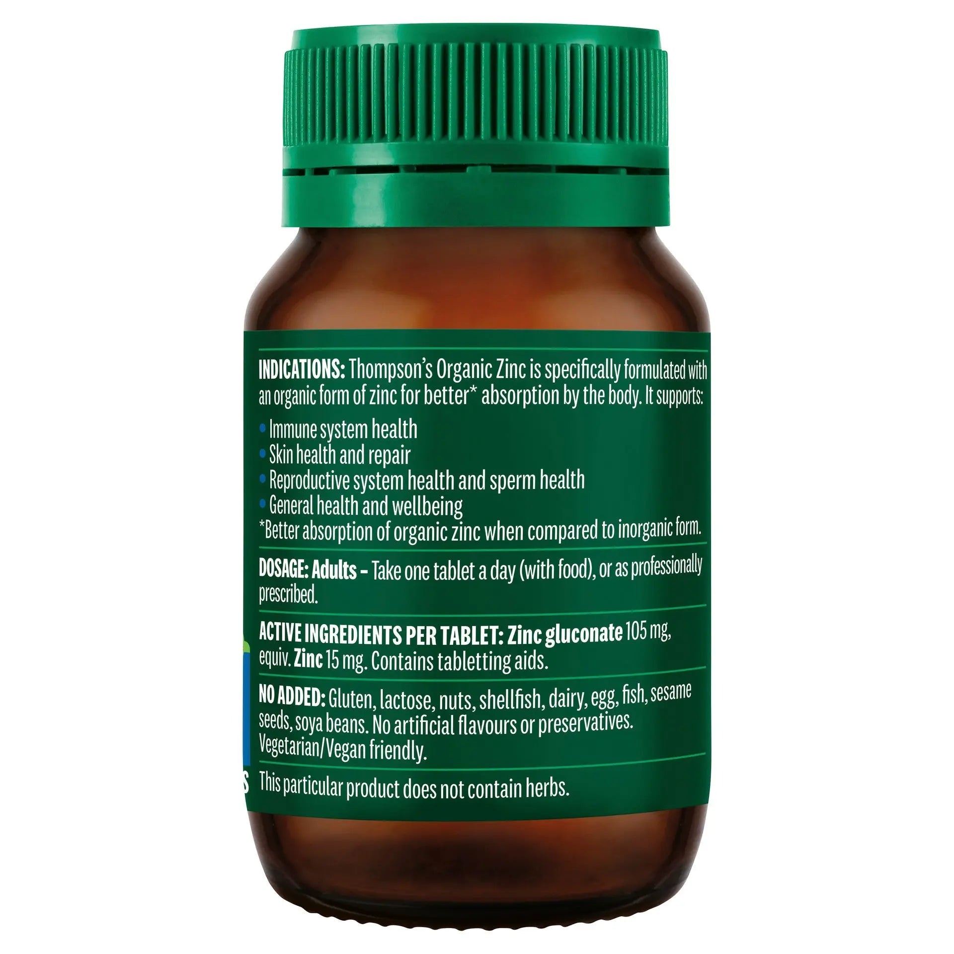 Thompson's Organic Zinc 80 Tablets THOMPSON'S