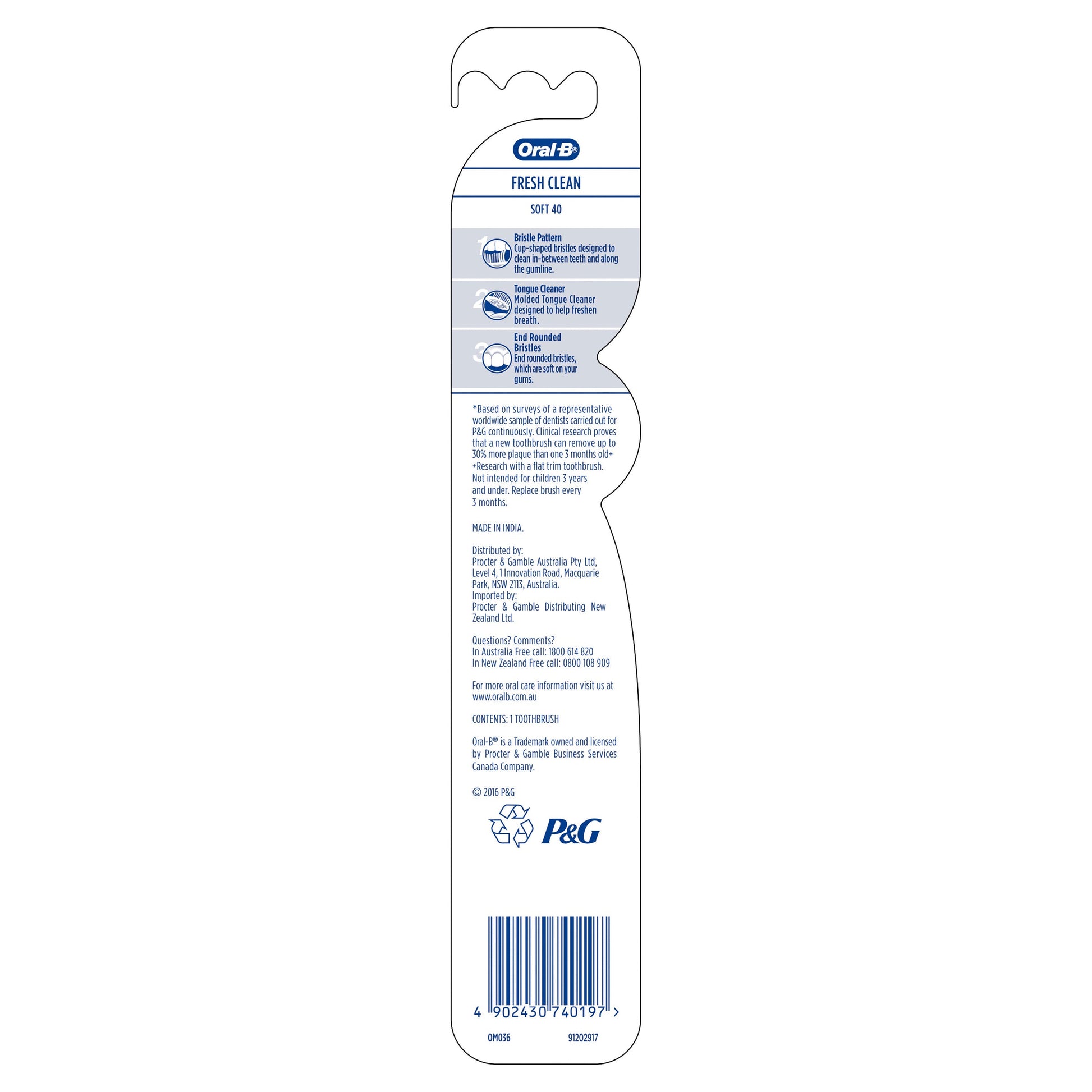 Oral B All Rounder Fresh Clean Soft Manual Toothbrush 1 Pack - Cutprice Online