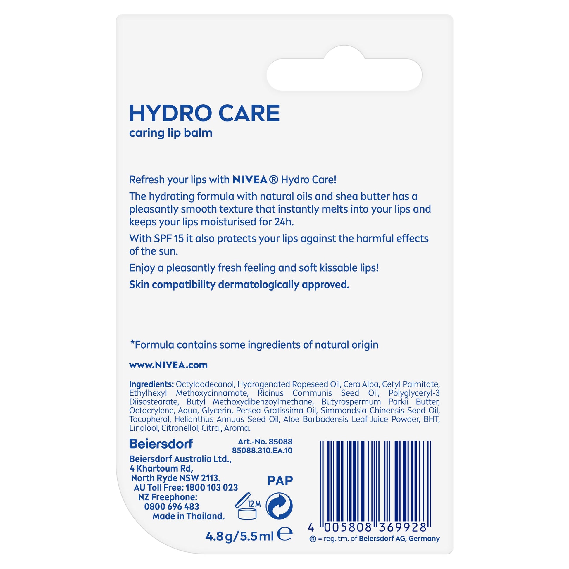 Nivea Lip Care Hydro Care 4.8g - Cutprice Online