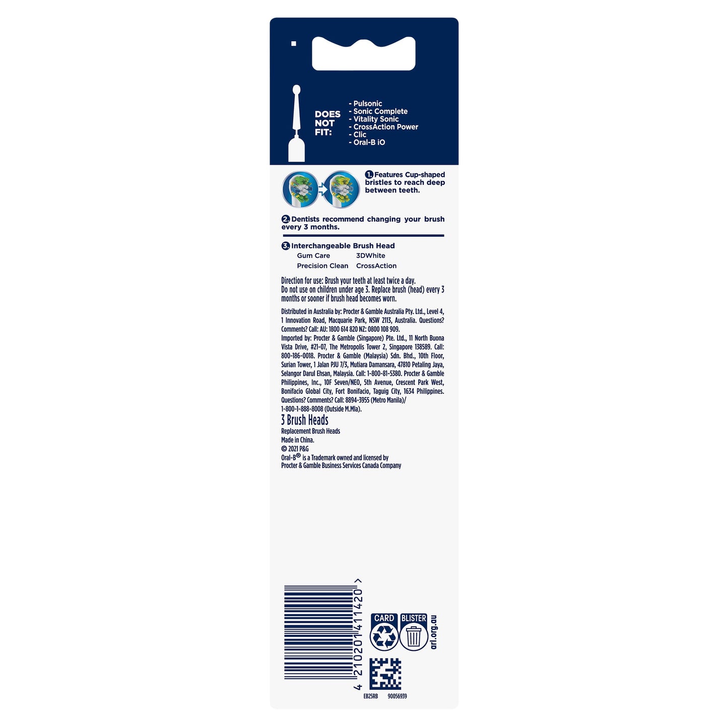 Oral B Power Toothbrush Floss Action Refills 3 Pack - Cutprice Online