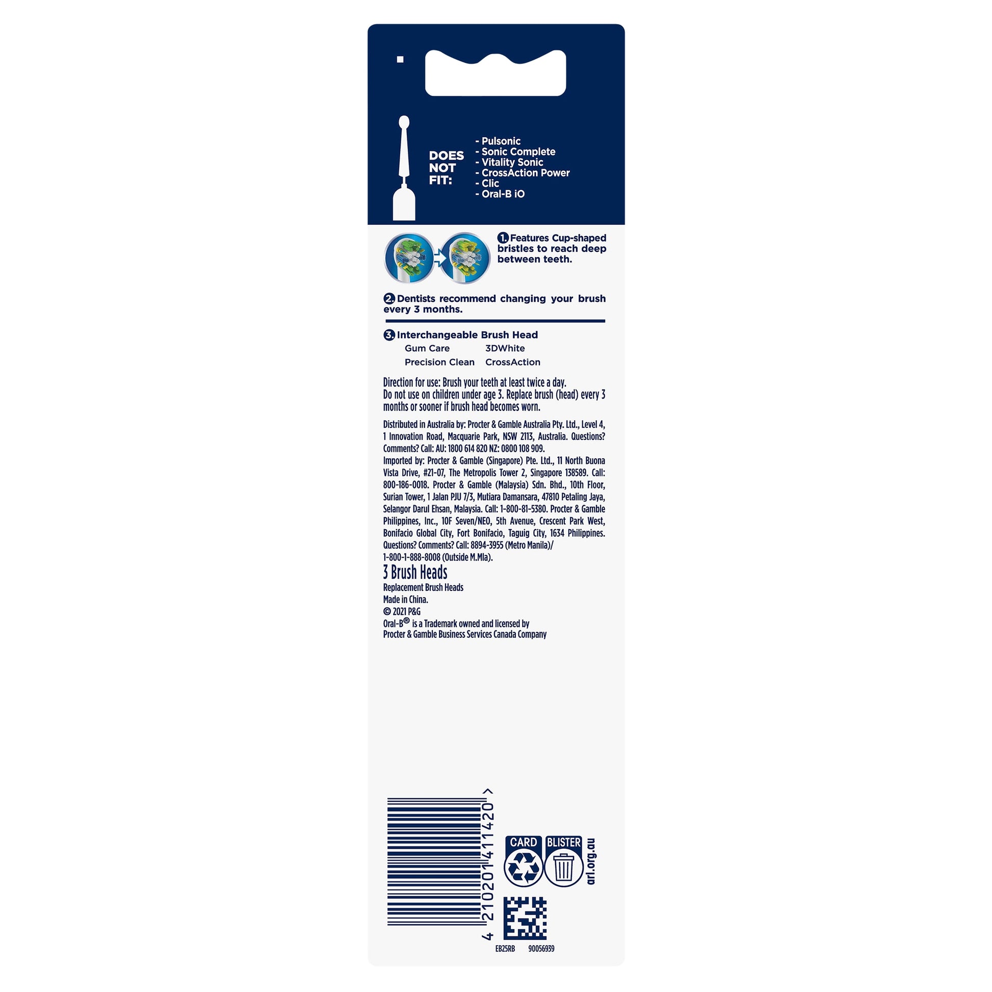 Oral B Power Toothbrush Floss Action Refills 3 Pack - Cutprice Online