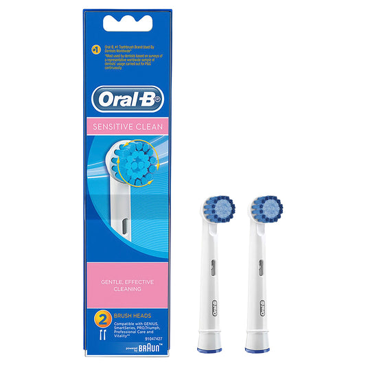 Oral B Sensitive Clean Replacement Electric Toothbrush Heads 2 Refills - Cutprice Online