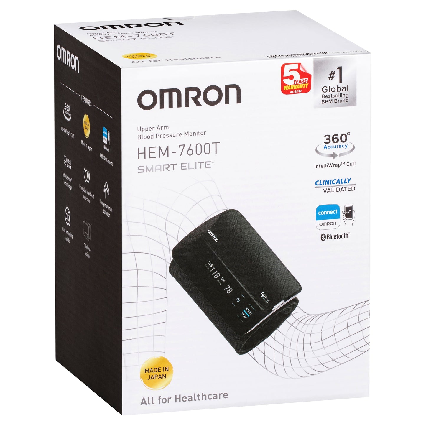 Omron Smart Elite HEM7600T Blood Pressure Monitor Bluetooth Tubeless - Cutprice Online