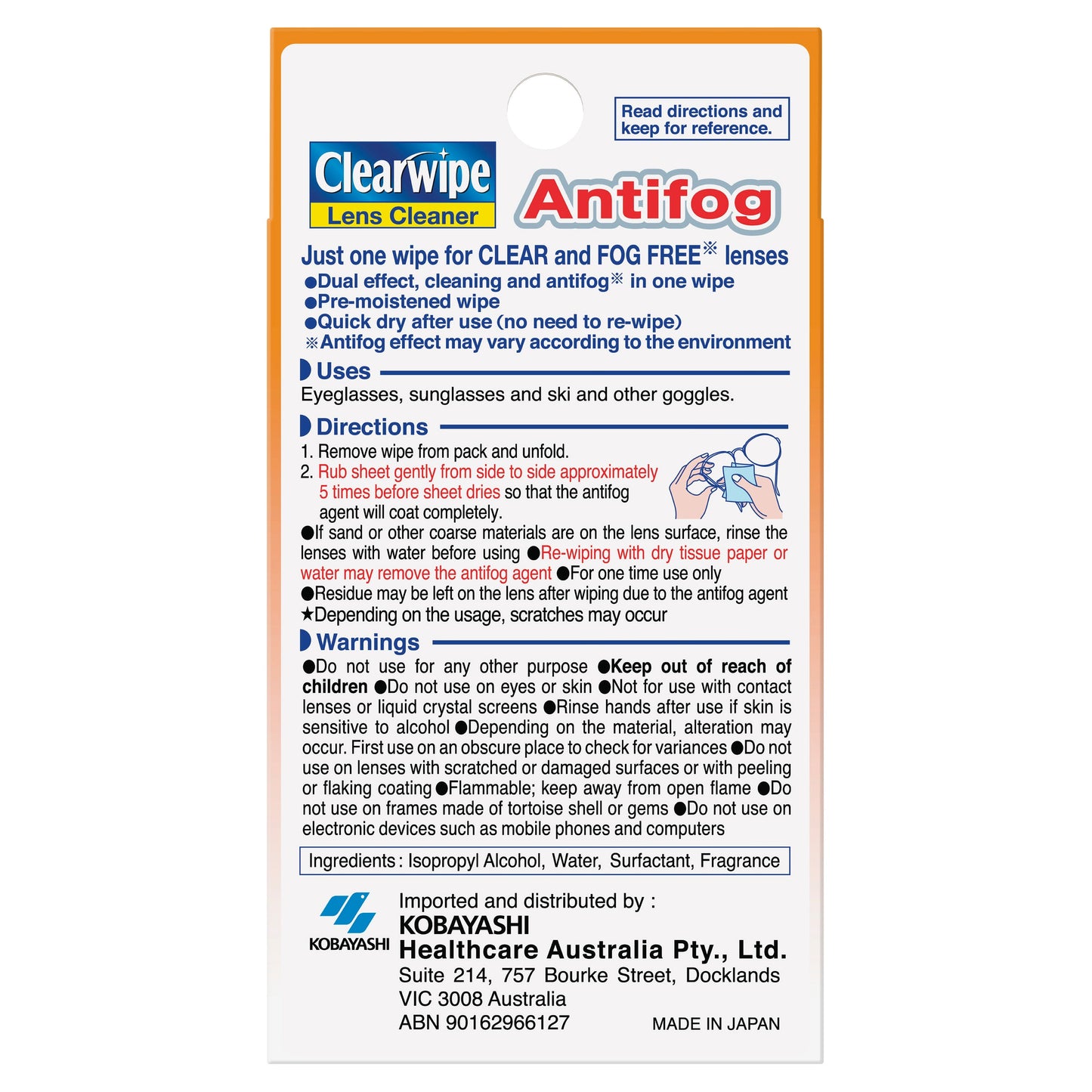 Clearwipe AntiFog Lens Cleaner 20PK - Cutprice Online