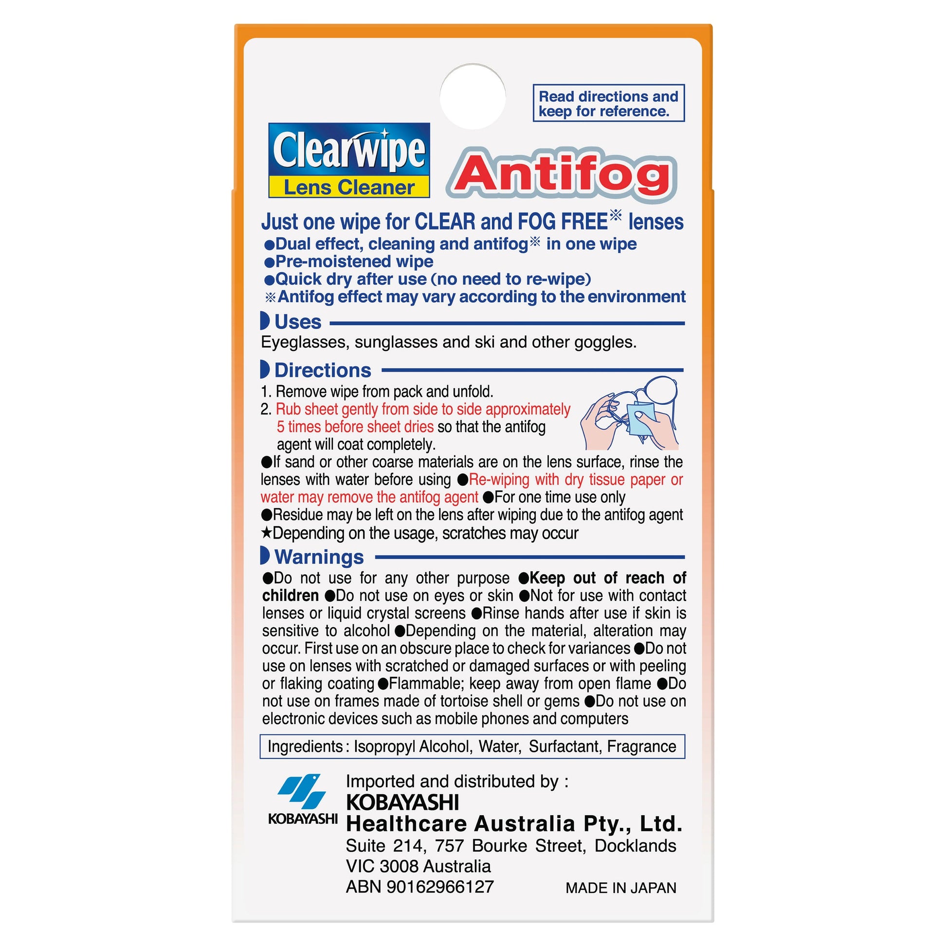 Clearwipe AntiFog Lens Cleaner 20PK - Cutprice Online