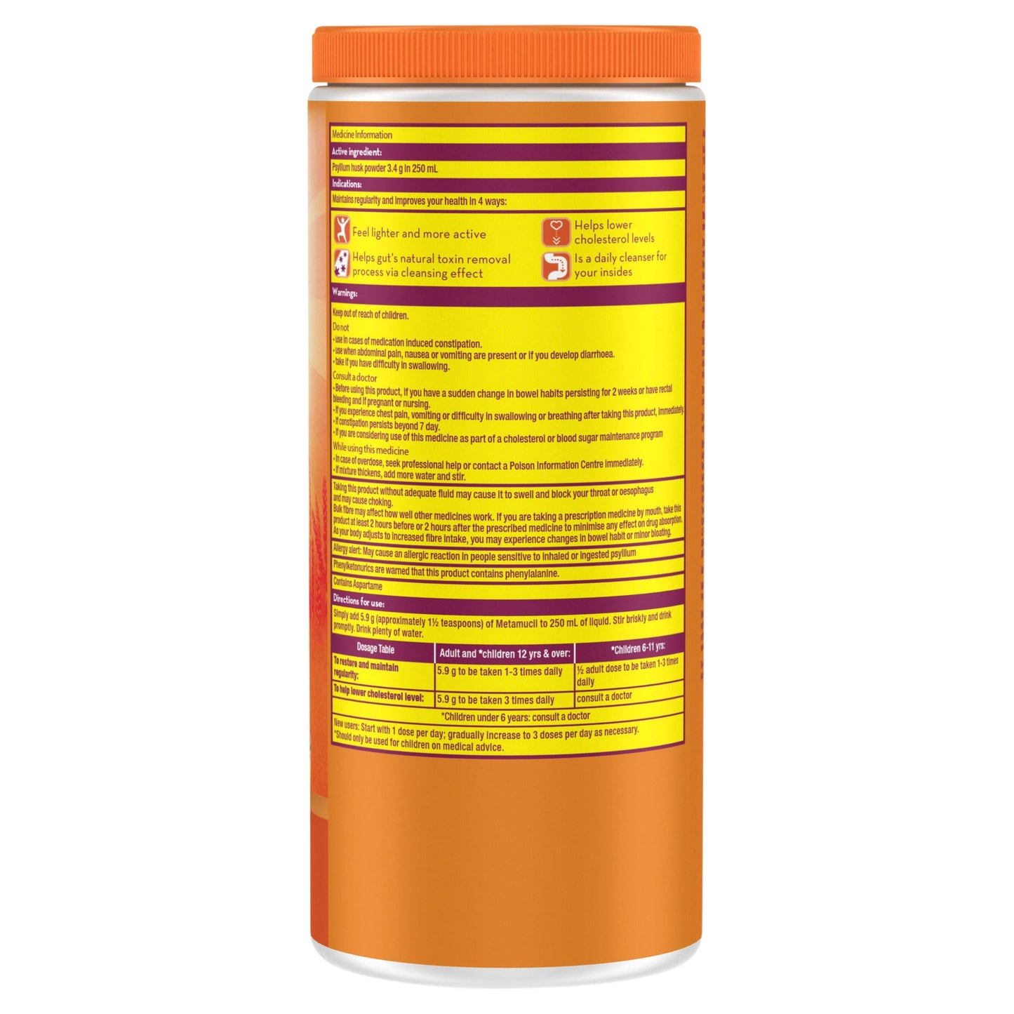 Metamucil Fibre Supplement Smooth Orange 72 Dose 425g - Cutprice Online
