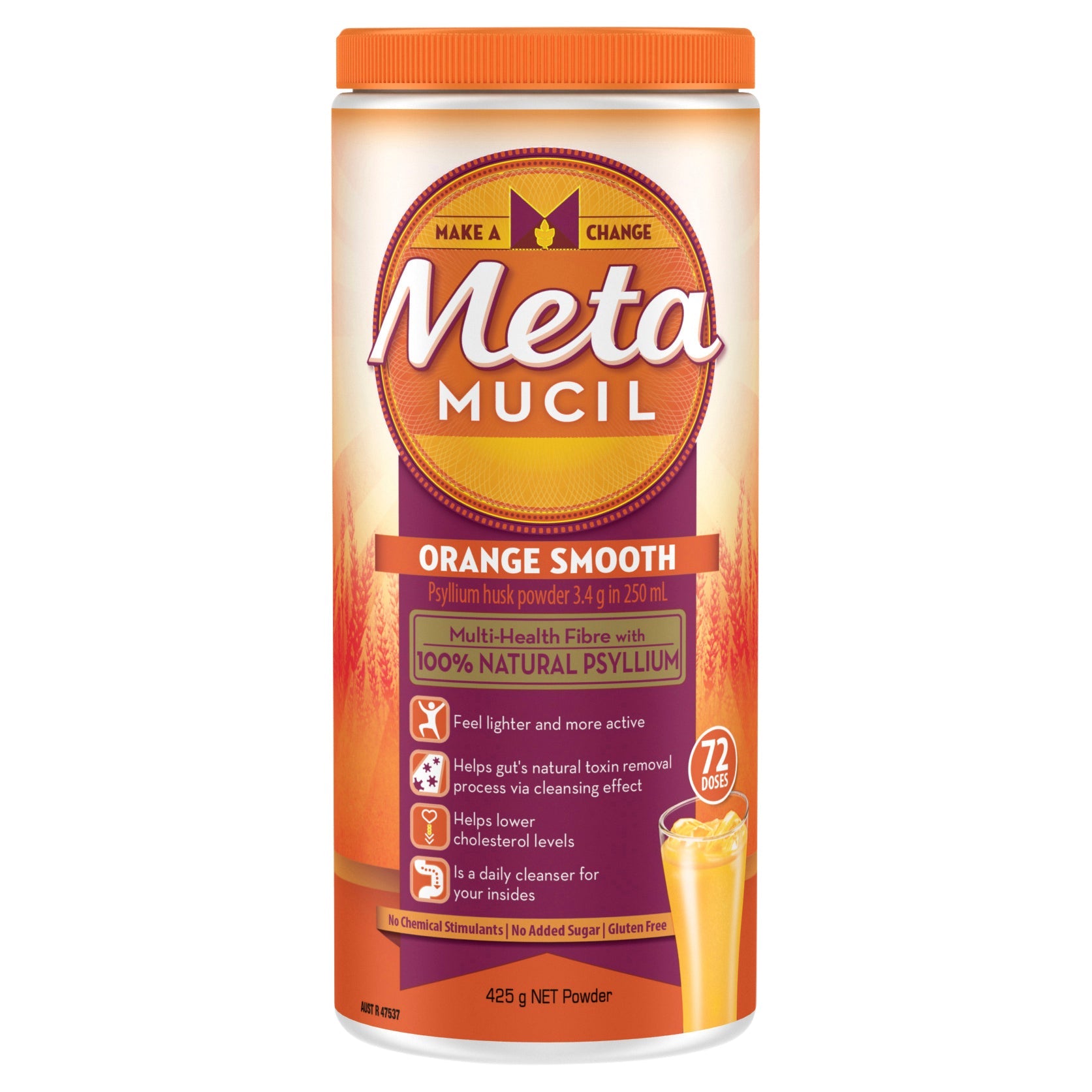 Metamucil Fibre Supplement Smooth Orange 72 Dose 425g - Cutprice Online