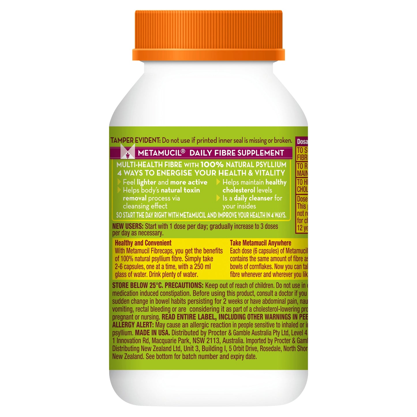 Metamucil Fibre Supplement Capsules 100 - Cutprice Online