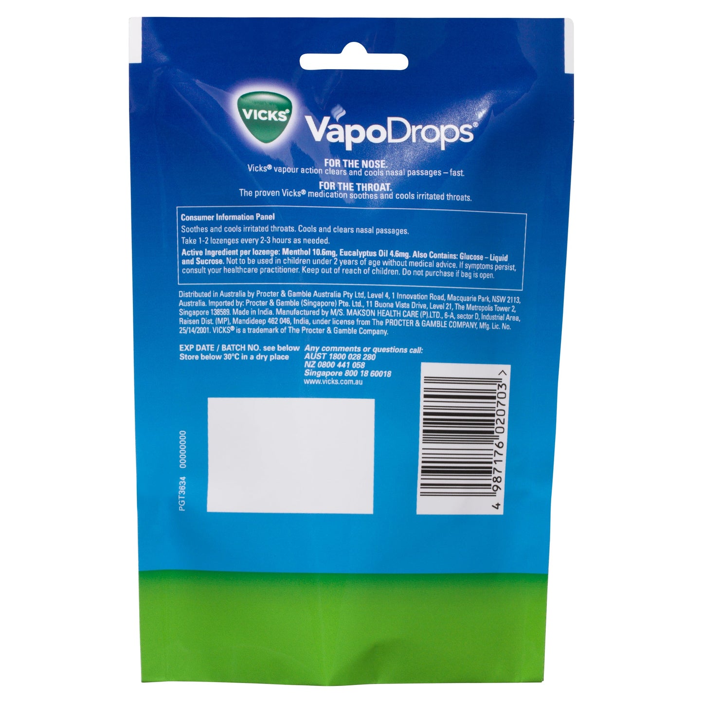 Vicks VapoDrops Original Menthol 42 Lozenges - Cutprice Online