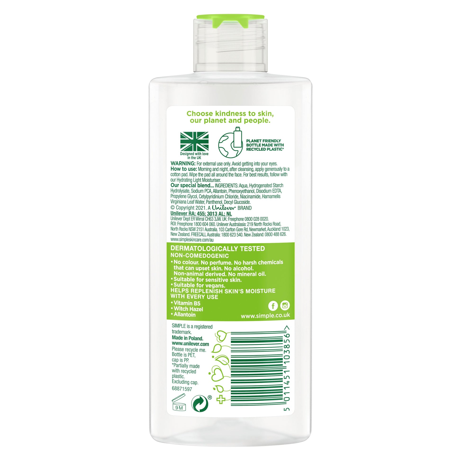 Simple Kind To Skin Facial Toner Soothing 200ml - Cutprice Online