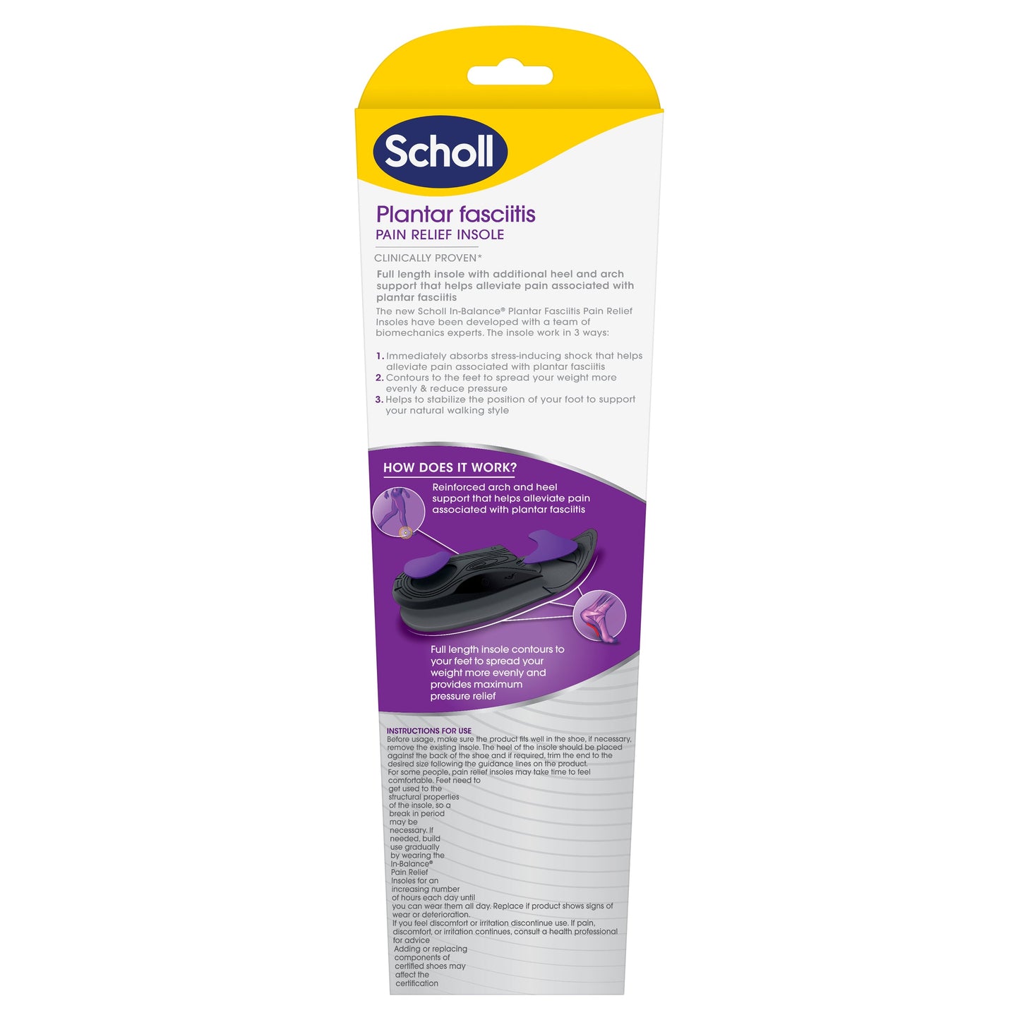 Scholl In-Balance Pain Relief Plantar Fasciitis Orthotic Insoles - SMALL