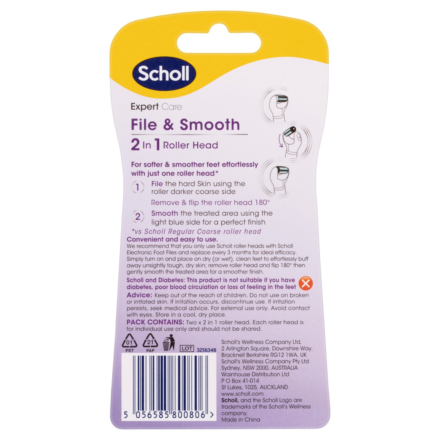 Scholl ExpertCare File And Smooth 2 In 1 Roller Head Refill 2 Pack - Cutprice Online