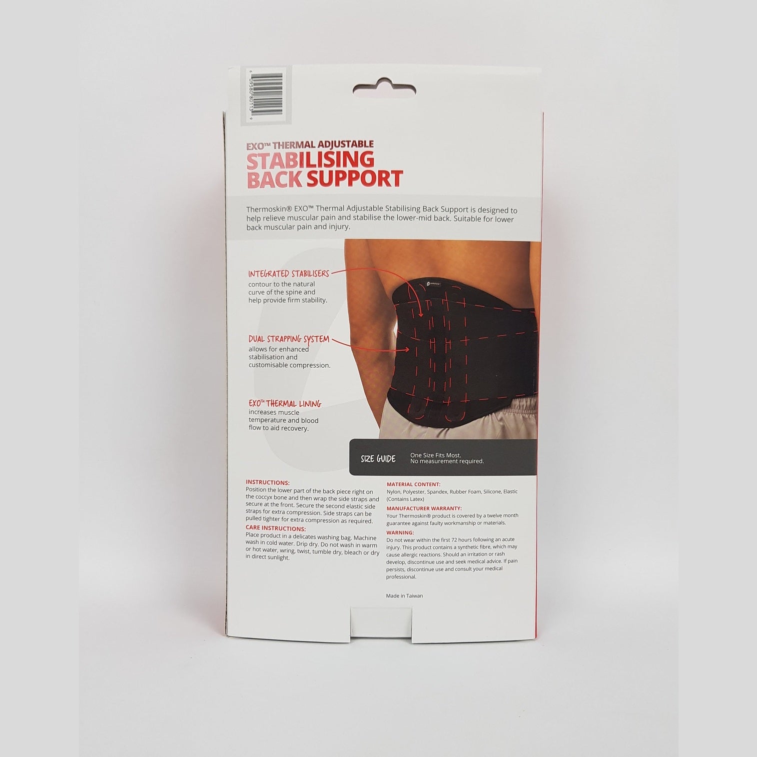 Thermoskin  EXO ADJUSTABLE STABILISING BACK SUPPORT ONE SIZE THERMOSKIN