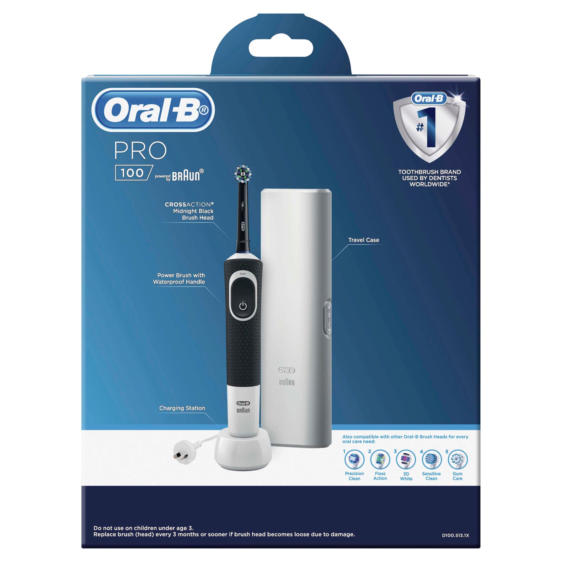 Oral B Pro 100 Cross Action Power Toothbrush Black - Cutprice Online