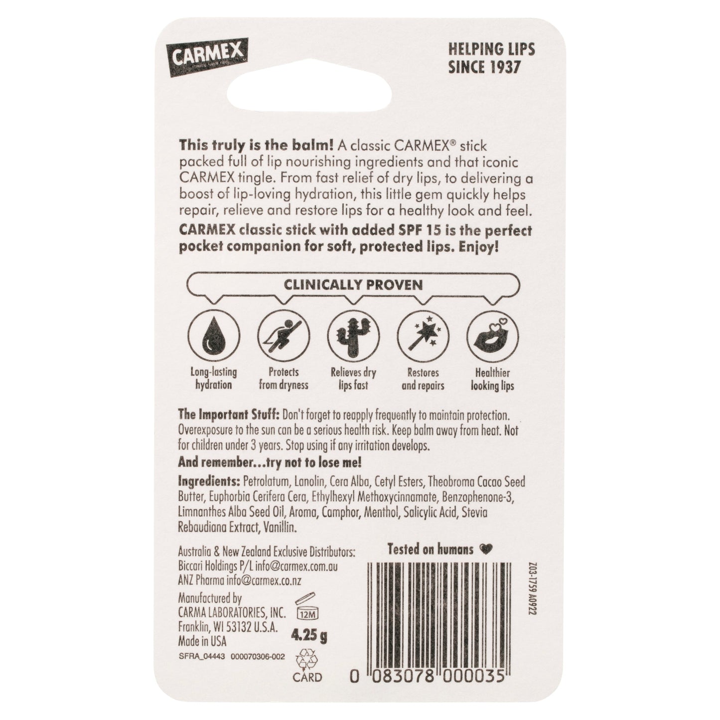 Carmex Lip Balm Click Stick Original SPF 15 4.25g - Cutprice Online