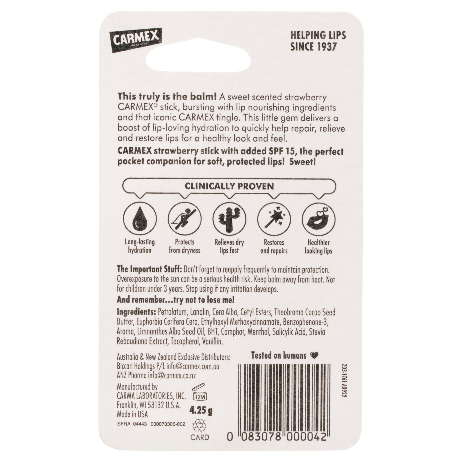 Carmex Lip Balm Click Stick Strawberry SPF 15 4.25g - Cutprice Online