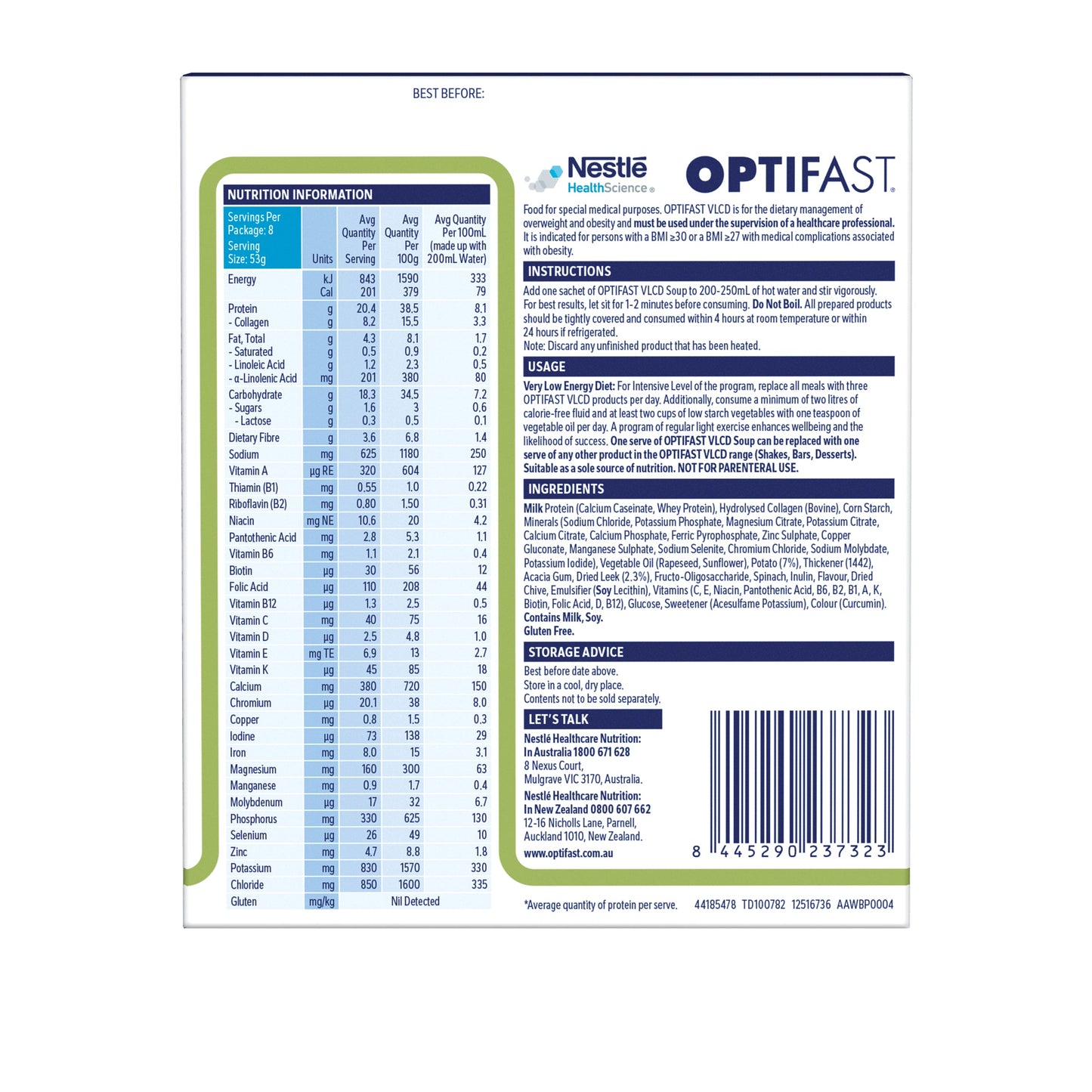 Optifast VLCD Soup Potato & Leek 8x53g