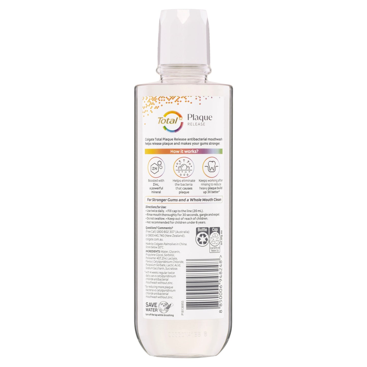 Colgate Mouthwash Total Plaque Release Clear Mint 500ml - Cutprice Online