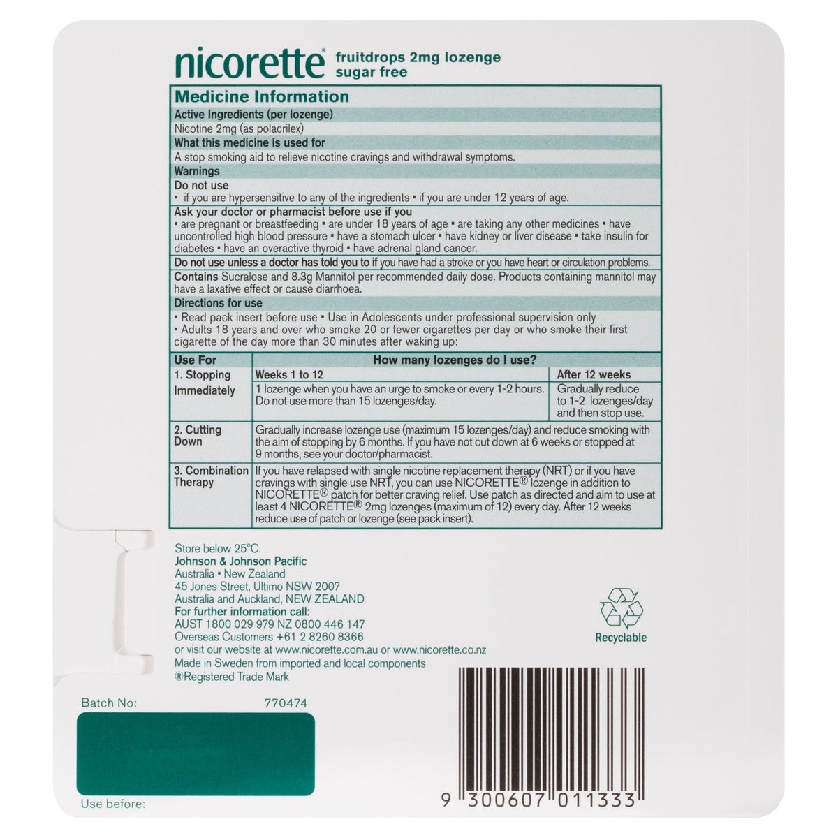 Nicorette Fruit Drops Lozenges 2mg 80