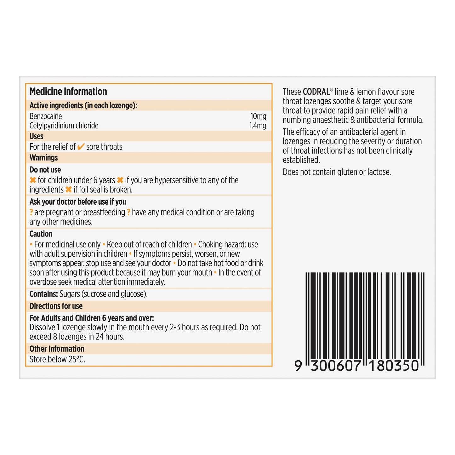 Codral Sore Throat Lozenges Antibacterial + Anaesthetic Lime & Lemon 36 Pack - Cutprice Online