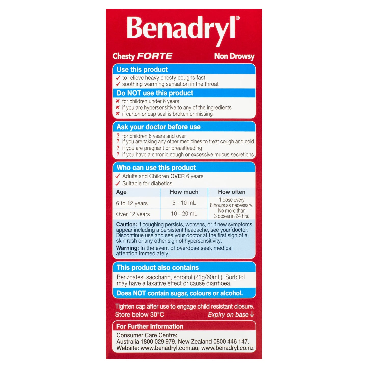 Benadryl Chesty Forte Cough Liquid Berry Flavour 200ml - Cutprice Online