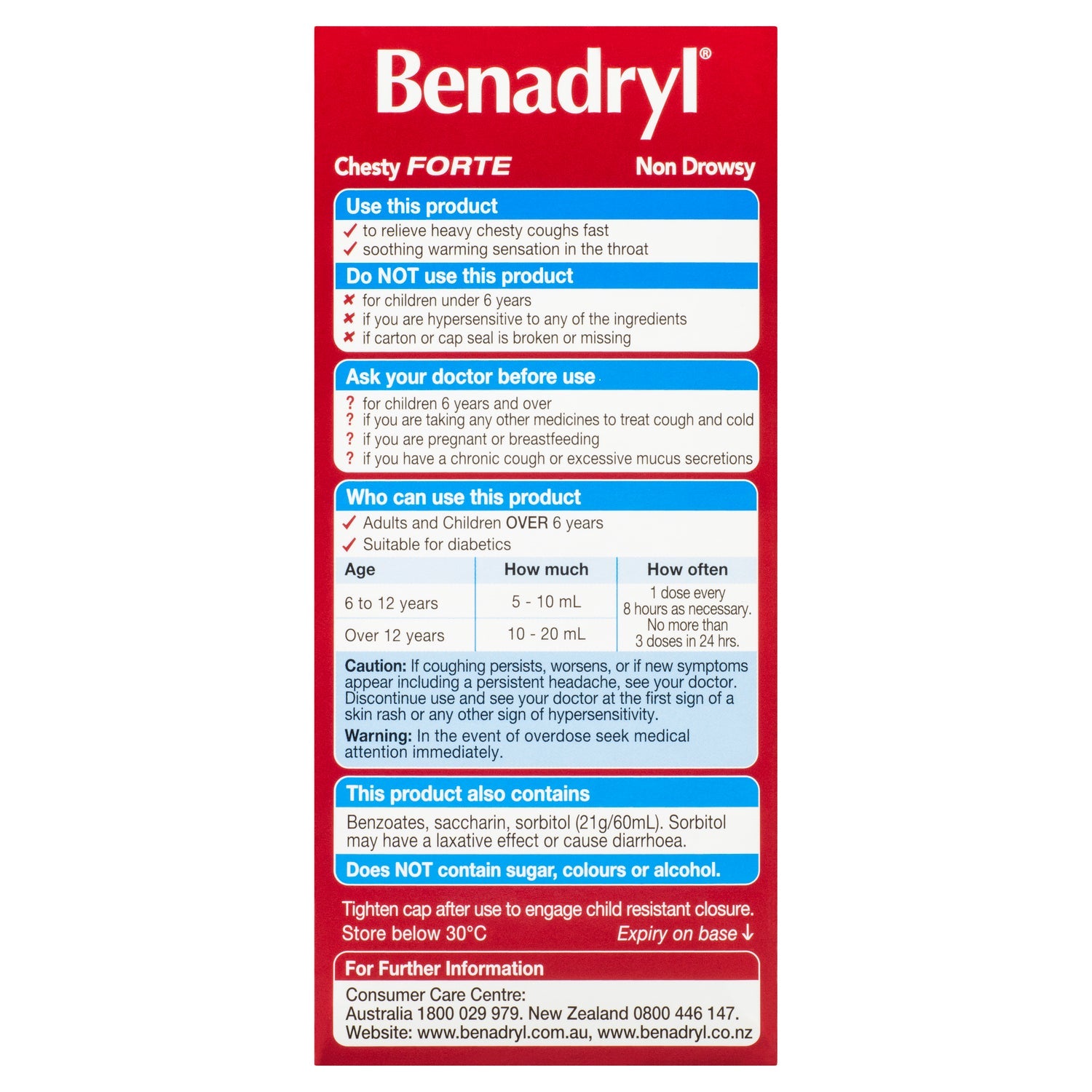 Benadryl Chesty Forte Cough Liquid Berry Flavour 200ml - Cutprice Online