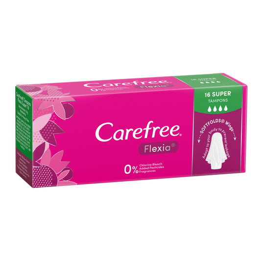 Carefree Tampons Flexia Super With Wings 16 Pack - Cutprice Online