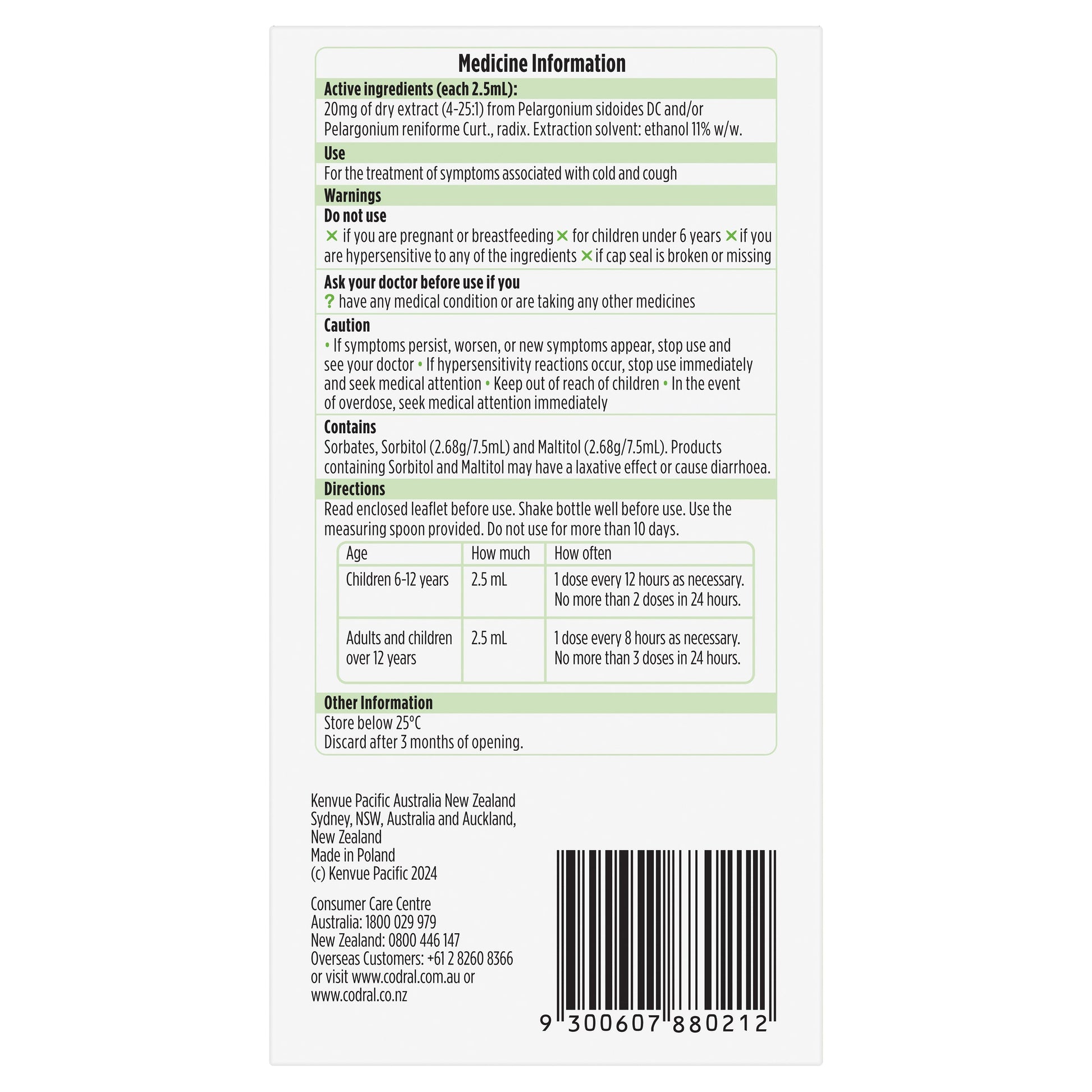 Codral Cold & Cough Pelargonium Root 100ml