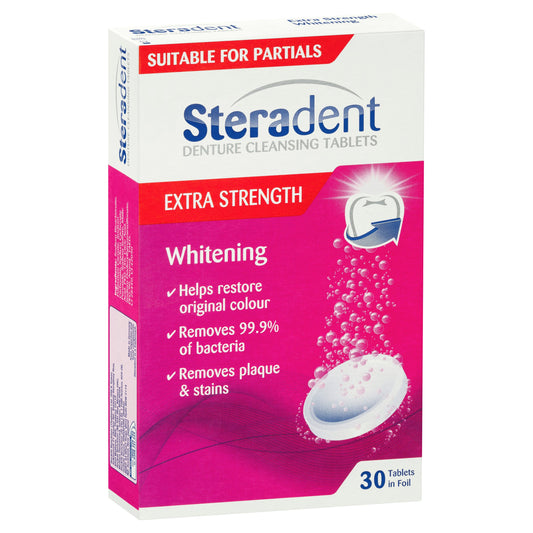 Steradent Denture Cleaning Tablets Extra Strength Intensive Whitening 30 Pack - Cutprice Online