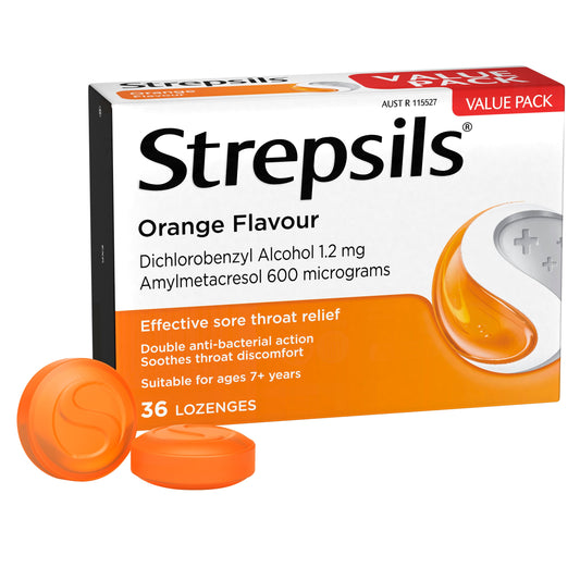 Strepsils Soothing Lozenges Orange 36pk Sore Throat Double Antibacterial - Cutprice Online