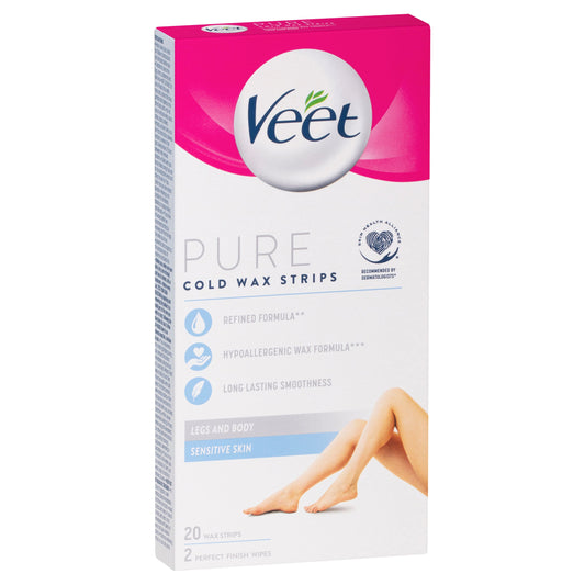 Veet Pure Cold Wax Strips Leg 20PK - Cutprice Online