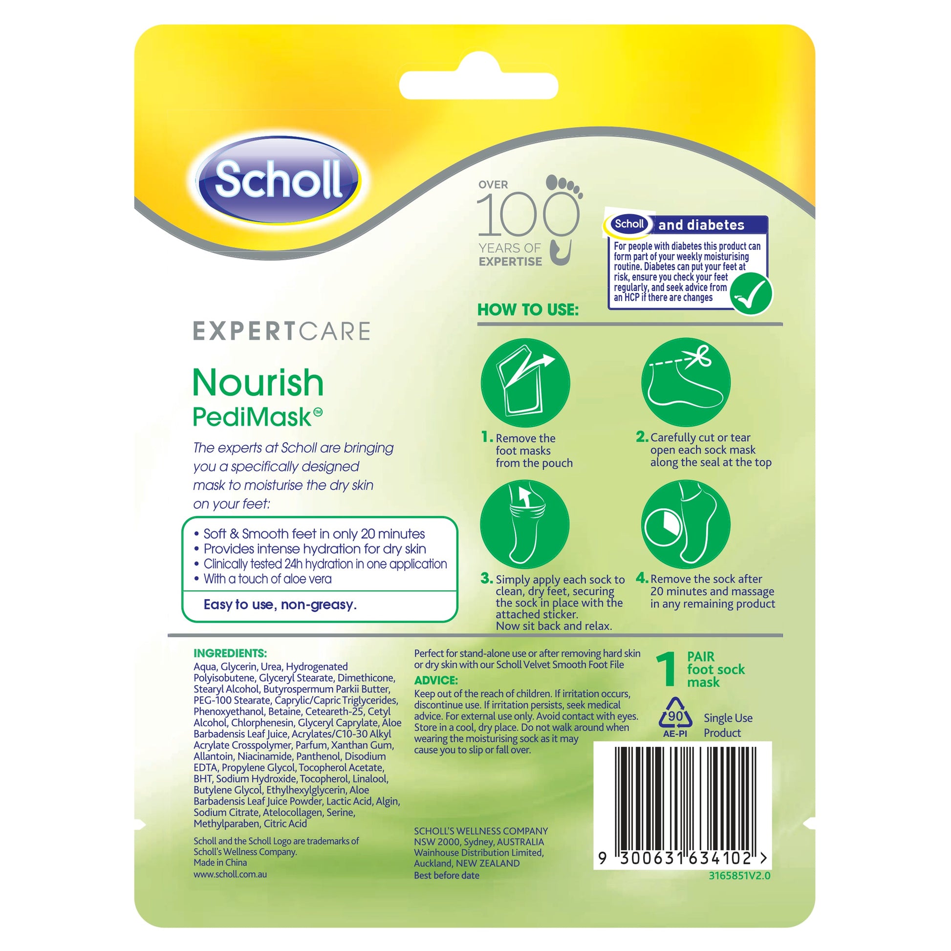 Scholl Dry Skin Aloe Vera PediMask 1 Pair - Cutprice Online