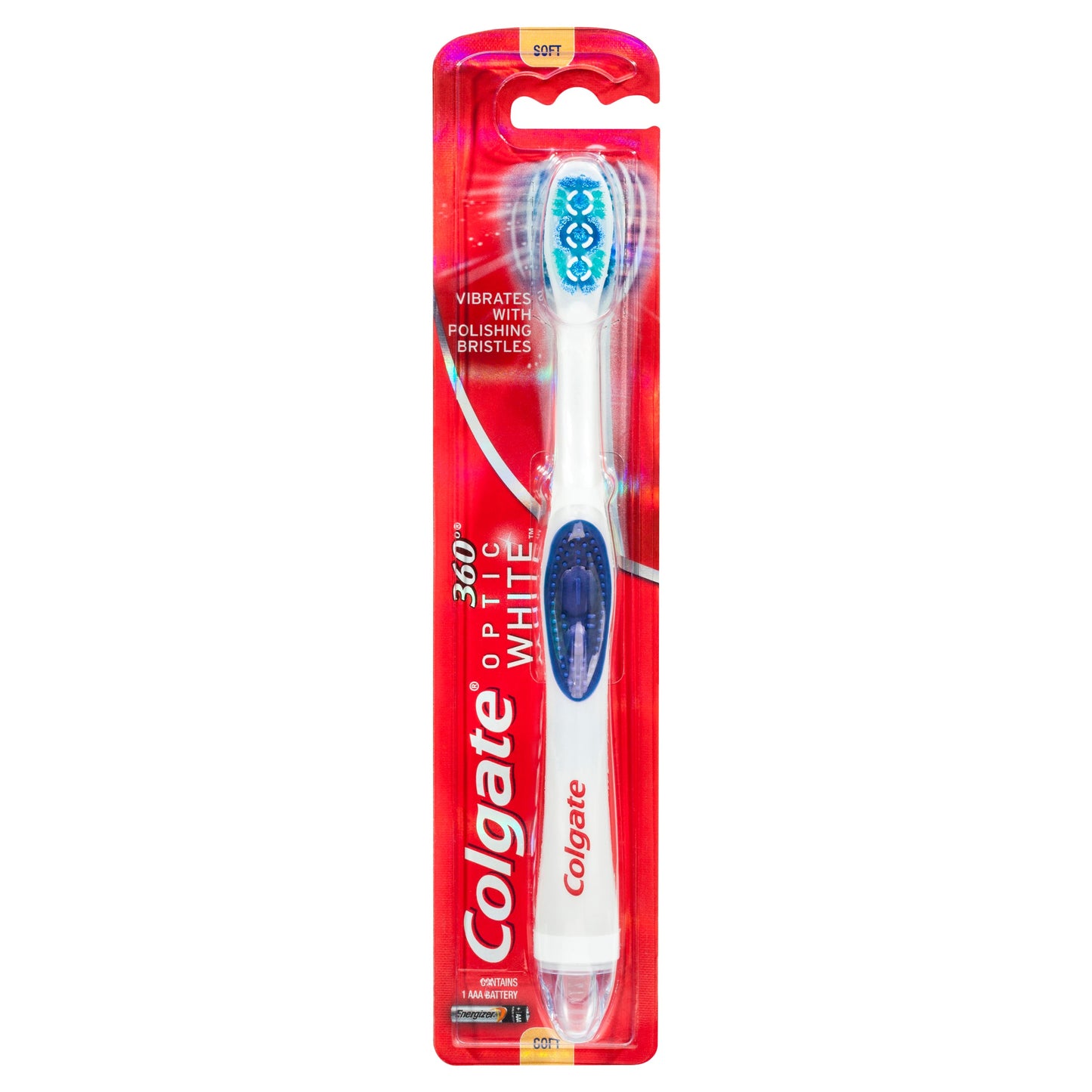 Colgate 360 Optic White Powered Toothbrush Soft with vibrating & polishing bristles Soft - Cutprice Online