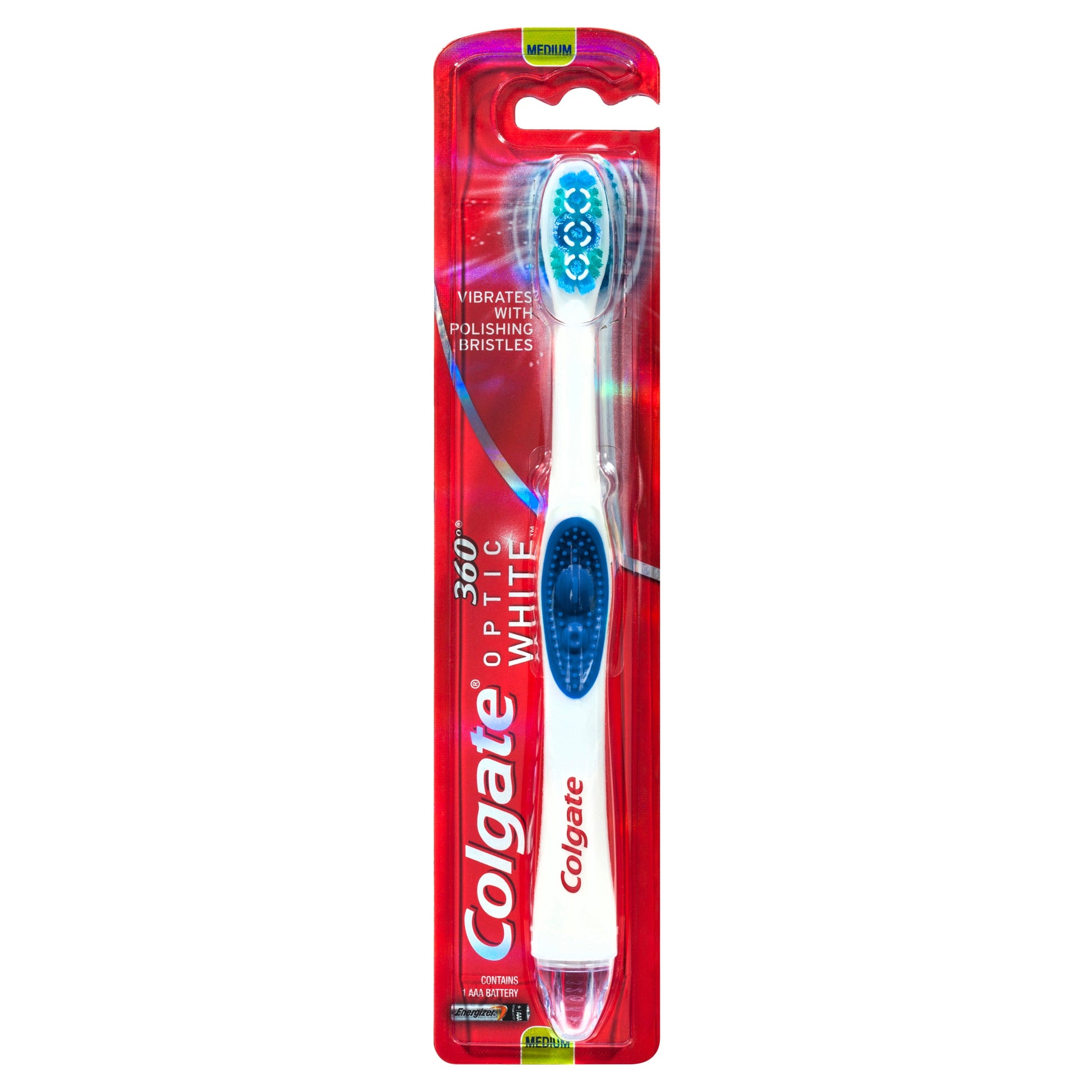Colgate 360 Optic White Power toothbrush Medium with vibrating & polishing bristles - Cutprice Online