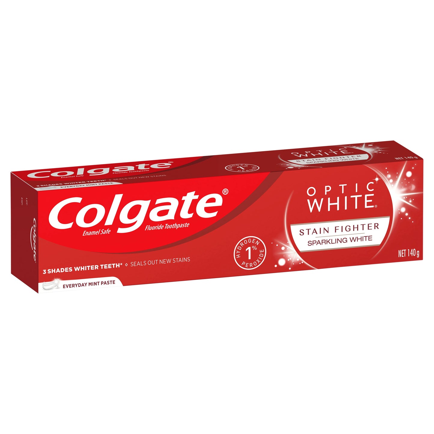 Colgate Optic White Stain Fighter Teeth Whitening Toothpaste Sparkling White with Hydrogen Peroxide 140g - Cutprice Online