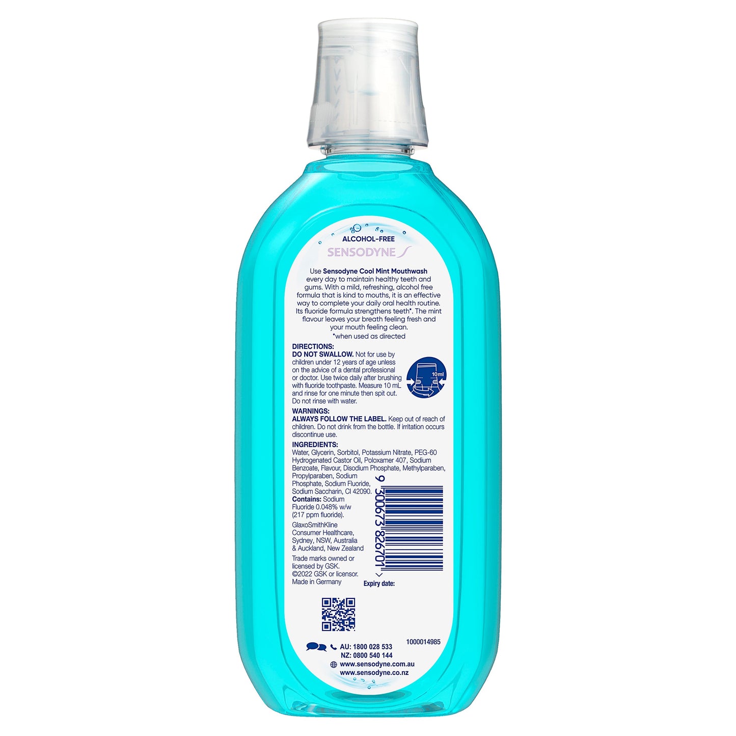 Sensodyne Sensitive Cool Mint Gentle Mouthwash 500 mL - Cutprice Online