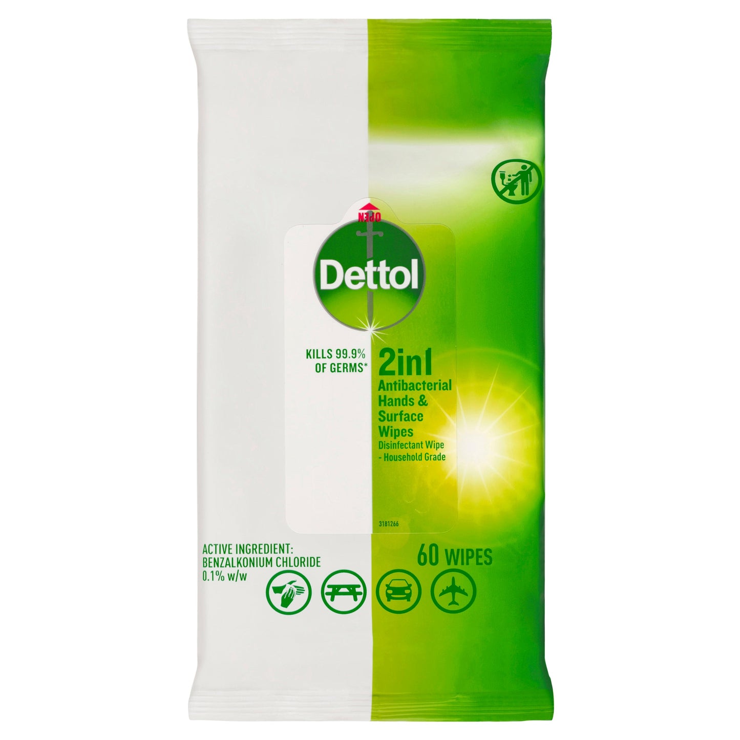 Dettol 2in1 Hands & Surfaces Antibacterial 60 Wipes - Cutprice Online