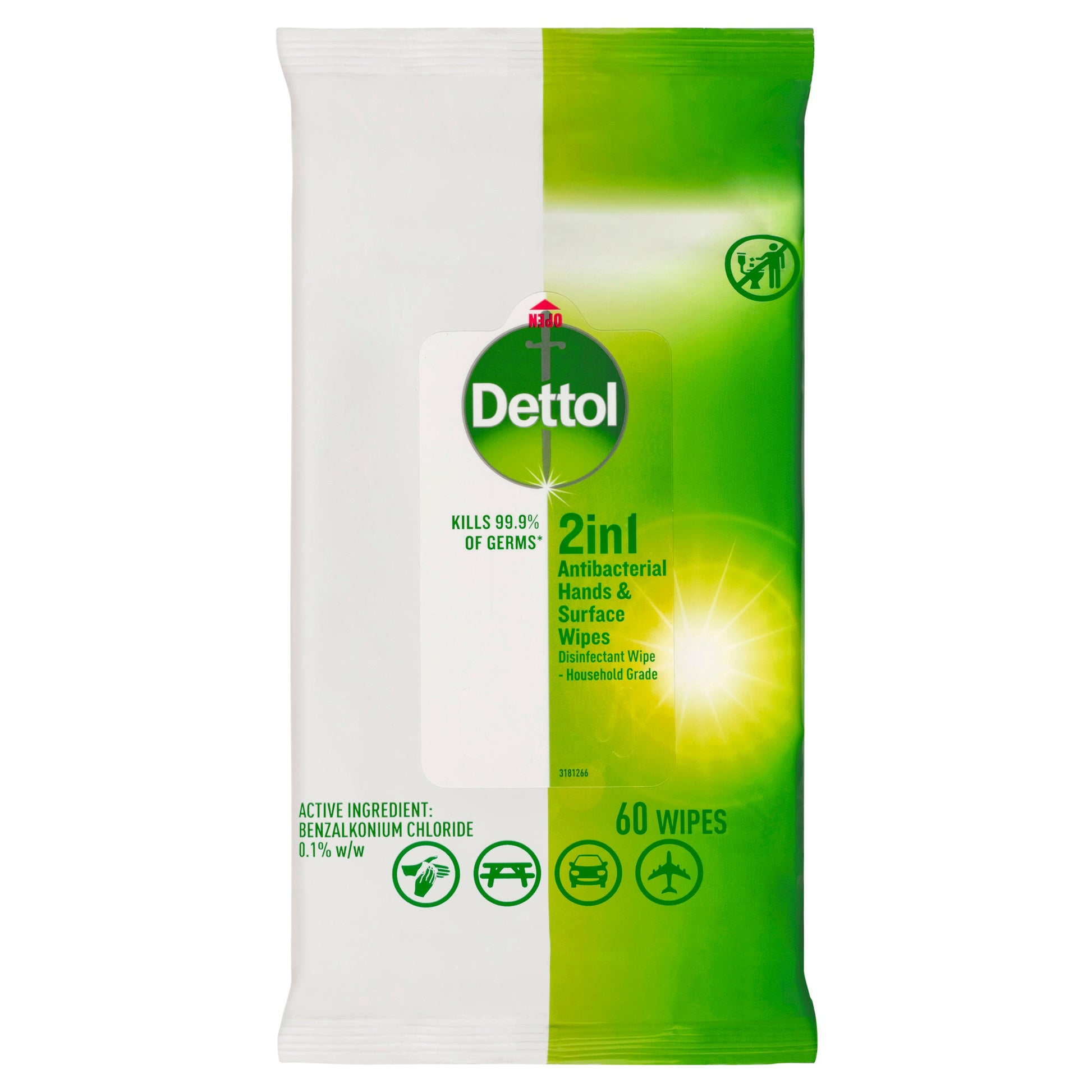 Dettol 2in1 Hands & Surfaces Antibacterial 60 Wipes - Cutprice Online