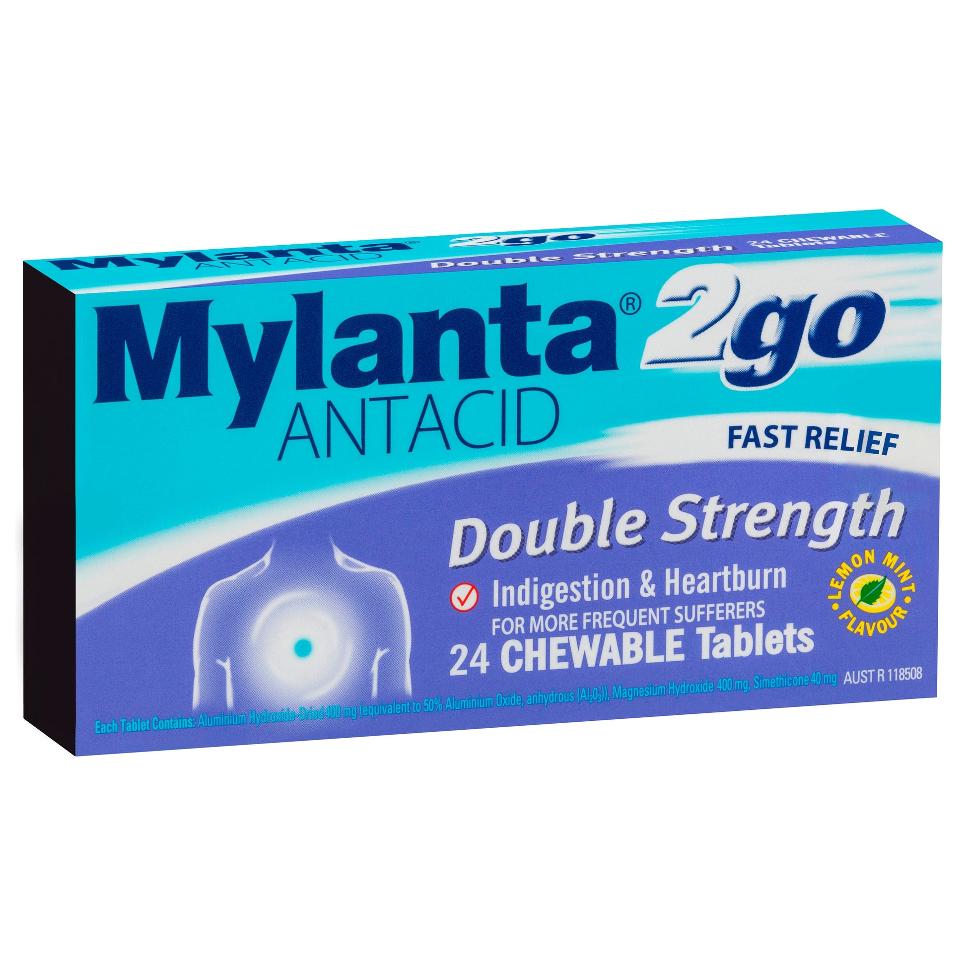 Mylanta 2go Double Strength Chewable Antacid 24 Tablets - Cutprice Online